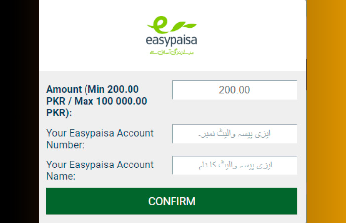 Add the necessary payment details on Melbet