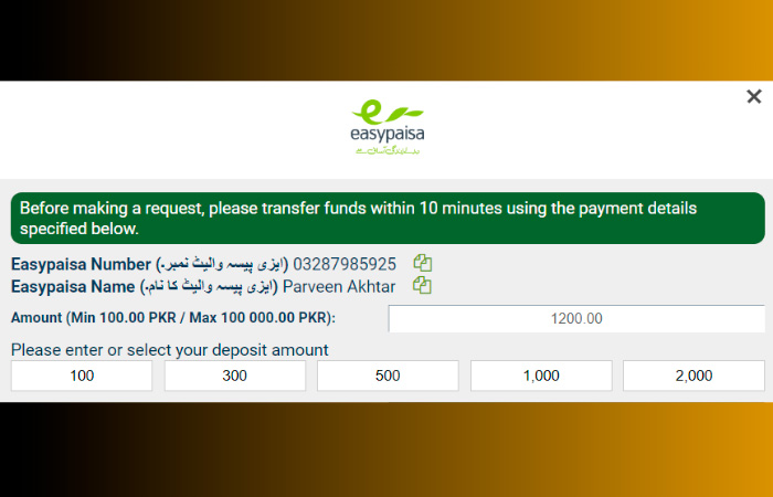 Specify the desired deposit amount on Melbet